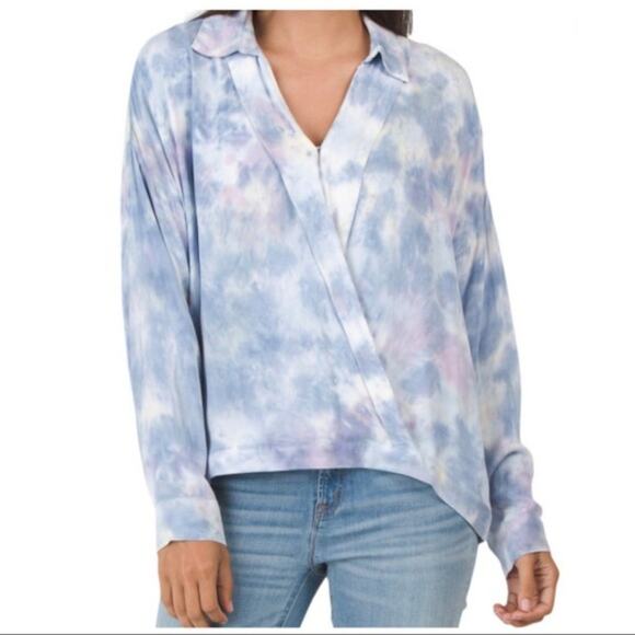 Young Fabulous & Broke Soho Tie Dye Surplice Top Blue Yellow Size Small NWT - Picture 2 of 8